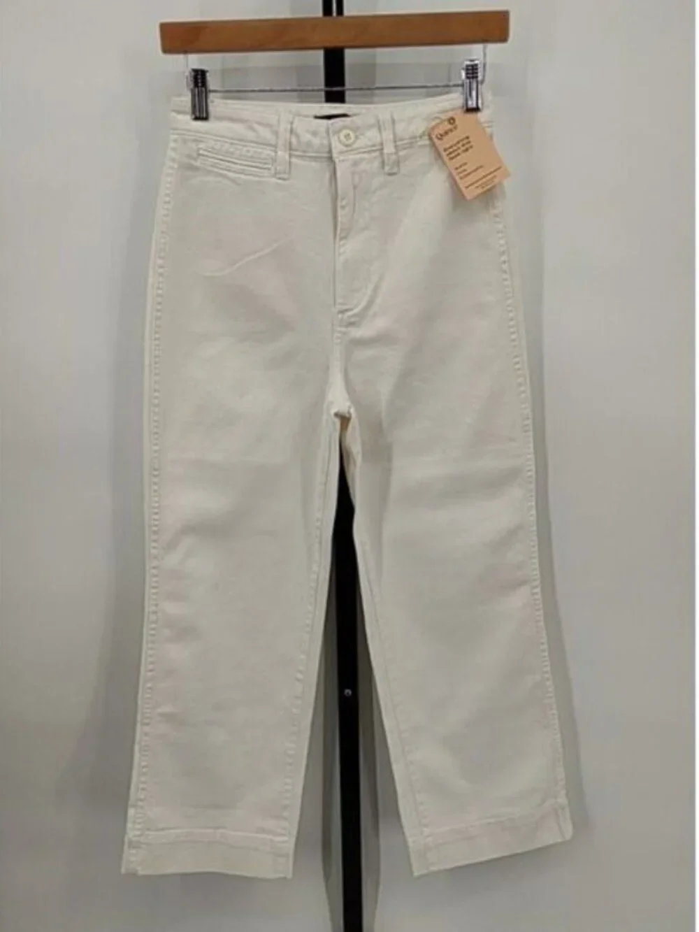NWT QUINCE Organic Cotton Wide Leg Crop Pant Sz 25 Ivory